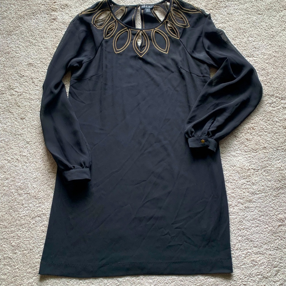 S.L. Fashions Black, Long sleeve cocktail dress, Size 8